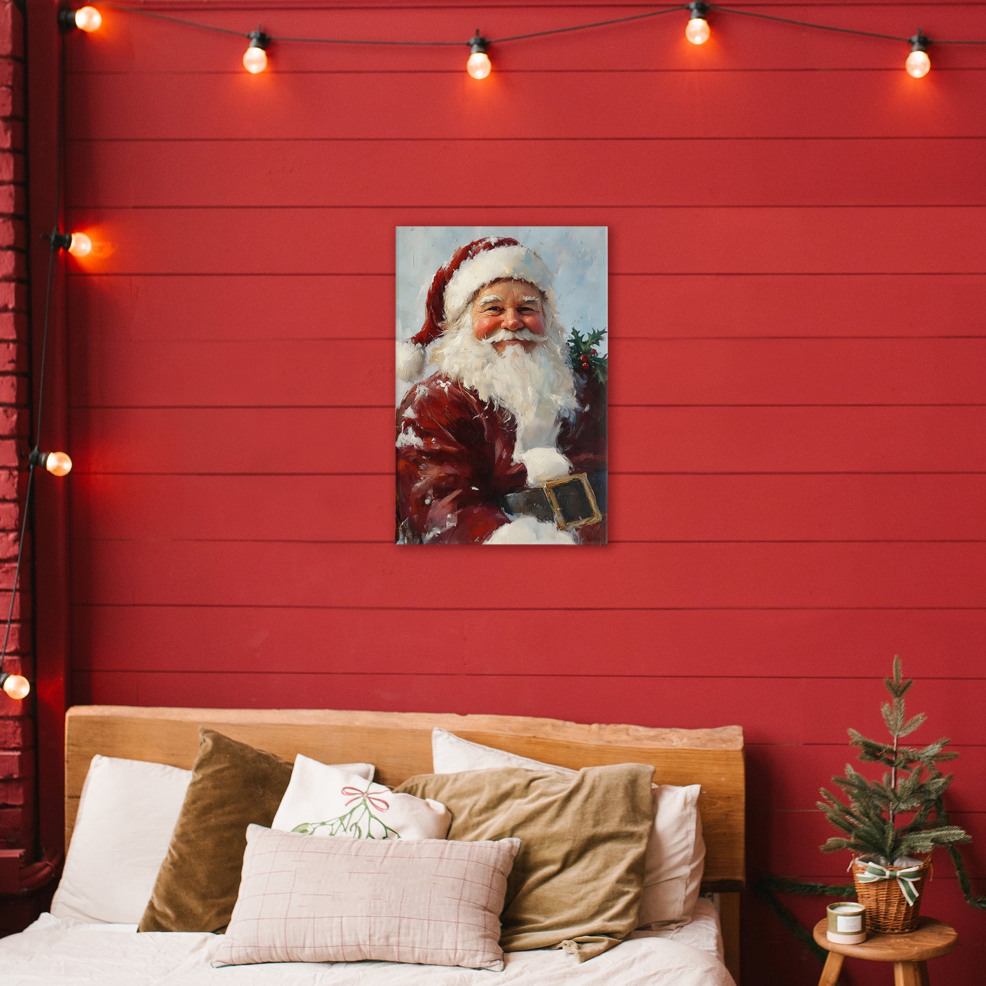 Rosy Cheeked Santa Smile Canvas Wall Art, design by Petal Prints Design