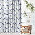 thumbnail image 3 of Polyester Fabric Modern Geometric Herringbone Print Shower Curtain with Reinforced Buttonholes for Master and Guest Bathroom - Machine Washable & Water Resistant - 72" x 72" - Navy Blue/White, 3 of 5