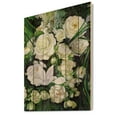thumbnail image 2 of Designart 'Bouquet Of White Roses With Green Leaves' Traditional Print on Natural Pine Wood, 2 of 5