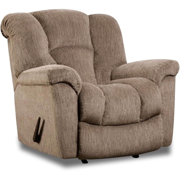 The King of Comfort Quincy Rocker Recliner is 44" Tall, with an Extended Length of 72" and Rated for 350 Lbs. Suggested User Height 5 '6" to 6'2" Free curbside delivery