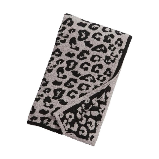 Becaristey Couverture Jetée Imprimé Léopard Flanelle Polaire Couvertures de Sofa Couvertures Peluche Gris 51x71po 1Ensemble