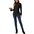 thumbnail image 2 of INSPIRE CHIC Casual Turtleneck Top for Women's Split Long Sleeves Basic Tee Top, 2 of 5