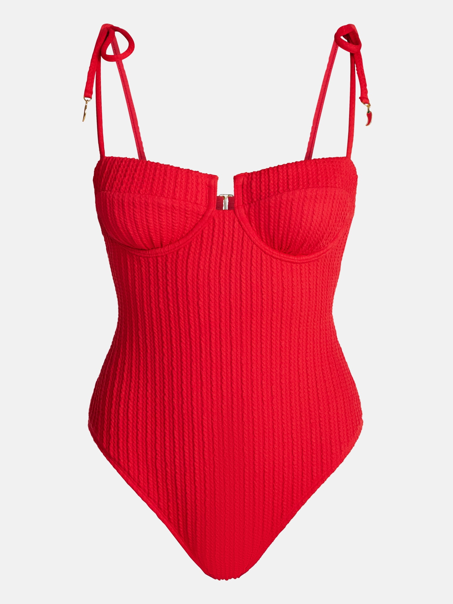 No Boundaries Ribbed Underwire One Piece Swimsuit, Women's XXS-XXL