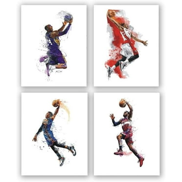 Basketball art Canvas Painting,Kobe Bryant Poster Pictures Prints ,Basketball Wall art Prints Suitable for Boys Bedroom, Frameless,(8x 10 inx4)