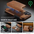 thumbnail image 5 of For iPhone 16 Plus PU Leather Wallet Phone Case,Compatible with Mag-Safe,Magnetic Detachable Card Holder,Back Flip Kickstand,2-in-1 Heavy Duty Shockproof RFID Blocking Phone Case,Brown, 5 of 10