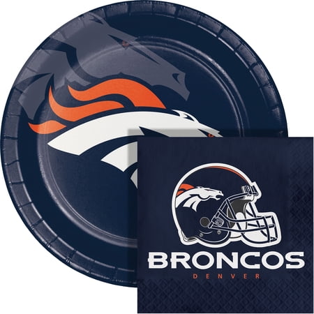 Denver Broncos Paper Plate and Napkin Party Kit 64 ct