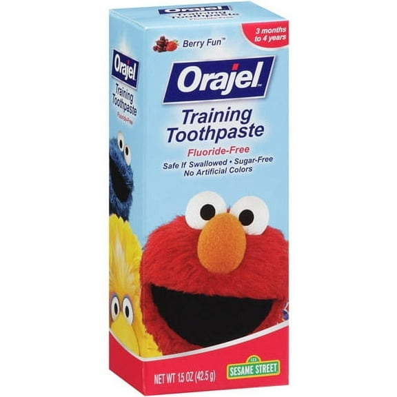 Orajel Kids Elmo Training Toothpaste Fluoride-Free; #1 Pediatrician Recommended Fluoride-Free Toothpaste*, 1.5oz Tube