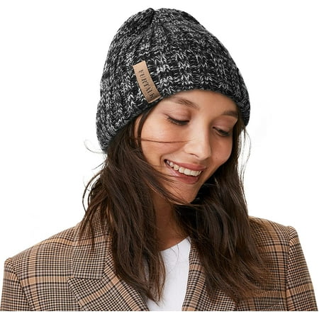 FURTALK Bonnet en tricot pour femme et homme Double couche doublé polaire  épais chapeau d'hiver