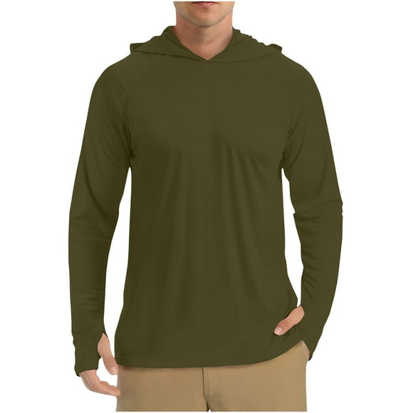 Mens Shirts Sale Clearance! Men UPF 50+ Sun Protection Hoodie Shirt Long Sleeve UV SPF Quick Dry Hood T-Shirt Rash Guard Athletic Fishing Outdoor