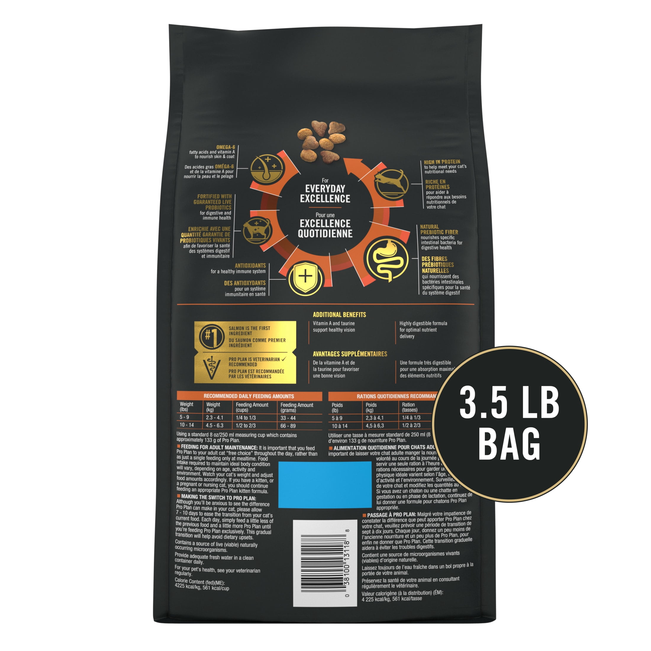 Purina Pro Plan High Protein Cat Food With Probiotics for Cats, Salmon and Rice Formula, 3.5 lb. Bag