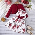 thumbnail image 2 of Splozh Baby Summer Dress 2T 3T 4T 5T 6T 7T 8T 2PCS Little Toddler Girls Dress with Cardigan Floral Dresses Fall Clothes,Red,3-4 Years, 2 of 6