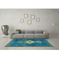 thumbnail image 3 of Ahgly Company Indoor Square Southwestern Light Blue Country Area Rugs, 4' Square, 3 of 4