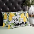 thumbnail image 4 of Hello Summer Throw Pillow Cover 16 x 24 Inch Decorative Pillow Cover Lemon Green Botanical Watercolor Plaid Lumbar Pillowcase Seasonal Rectangle Cushion Case for Couch Sofa Bed Living Room, 4 of 7