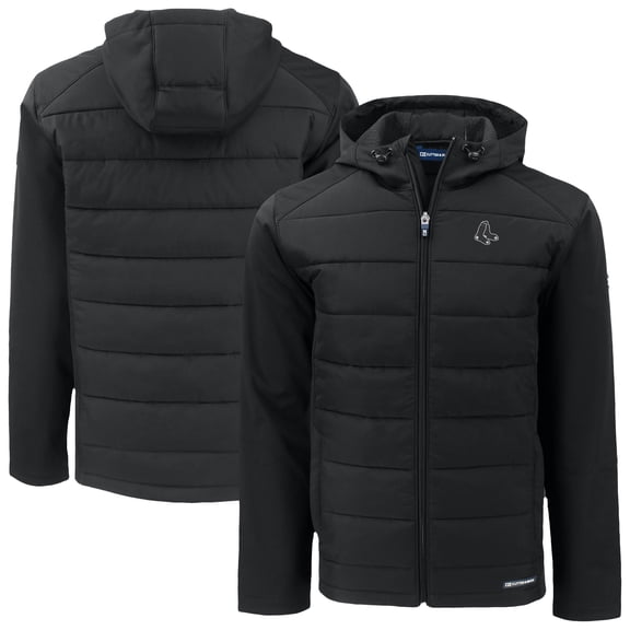 Men's Cutter & Buck Black Boston Red Sox Evoke Hybrid Eco Softshell Recycled Full-Zip Jacket