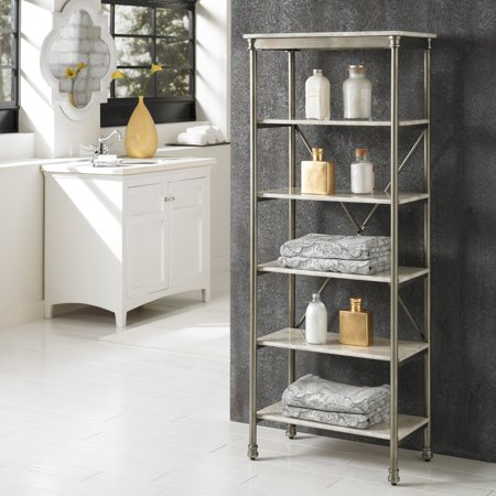 Home Styles The Orleans 6-Tier Shelf, White/Silver