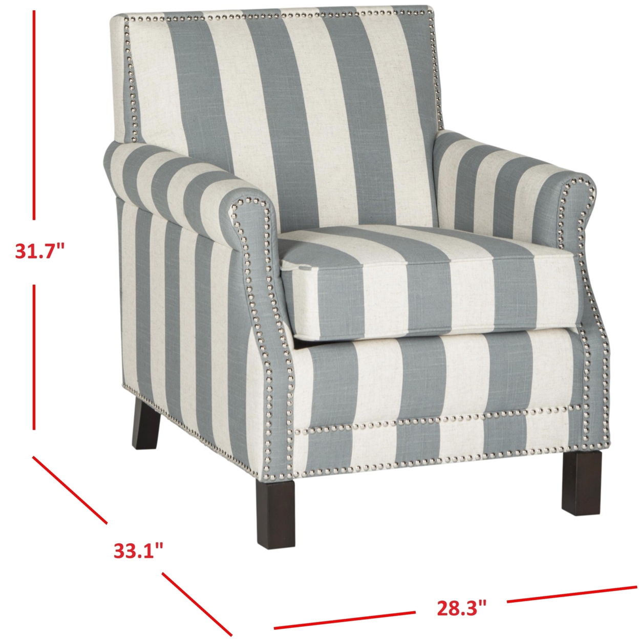 SAFAVIEH Easton Rustic Glam Upholstered Club Chair w/ Nailheads, Grey/White - image 3 of 5