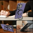 thumbnail image 6 of Allytechgroup Magnetic Case for Samsung Galaxy S23 Ultra, Built-in Invisible 360° Rotatable Kickstand, Compatible with MagSafe, PU Leather Slim Shockproof Protective Phone Case Cover, Purple, 6 of 6