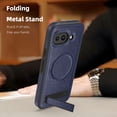 thumbnail image 2 of Magnetic for Google Pixel 9a PU Leather Case, Compatible with Magsafe, Built-in Invisible Stand, Premium Ultra Slim Adjustable Kickstand Protective Phone Case for Google Pixel 9a, Blue, 2 of 7