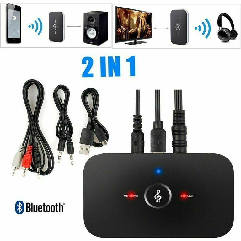Ainostone Bluetooth 5.0 Transmitter Receiver for 2 Headphones 2-in-1 Audio  Adapter with Bypass Low Latency LCD Display ON/OFF Switch Volume Control