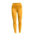 thumbnail image 4 of Tuphregyow Women's High Waist Slim Pants Trendy Athletic New Style Solid Breathable Classic Stretch Training Leggings Pants Elastic Ribbed with Pockets Yoga Pants Yellow XL, 4 of 6