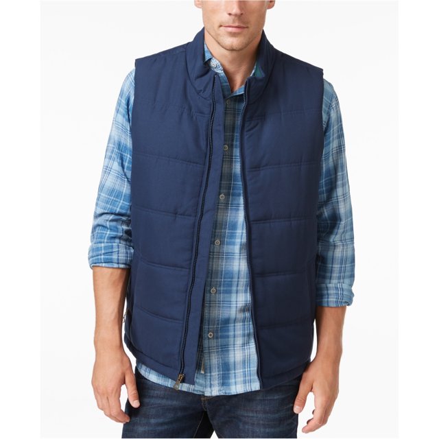 Chaleco acolchado vintage sólido resistente a la intemperie para hombre, azul, extragrande
