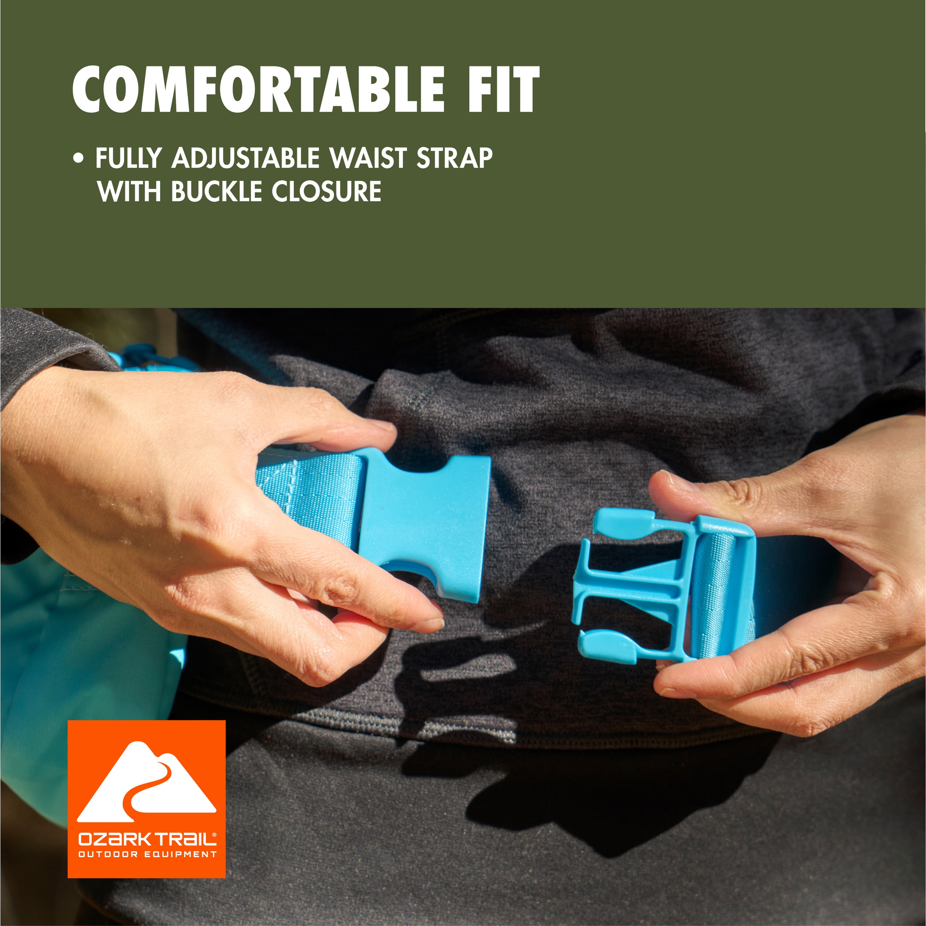 Ozark Trail Denver Fanny pack Aqua, Adult Teen, on Waist