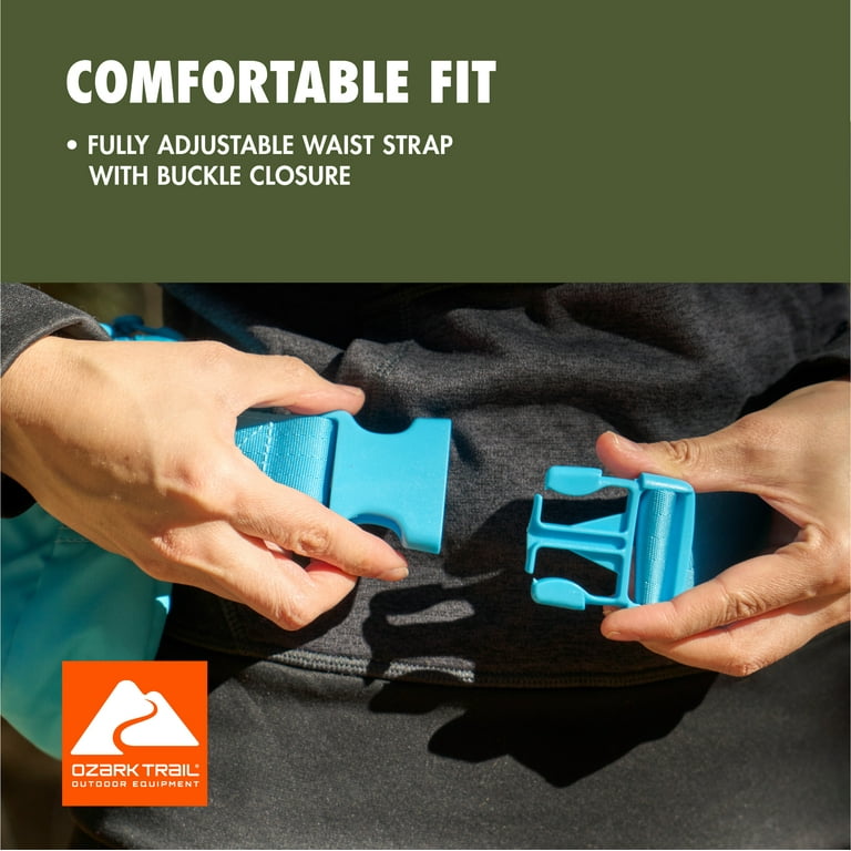 Ozark Trail Waistpack Aqua with Adjustable Crossbody Strap and 1.5