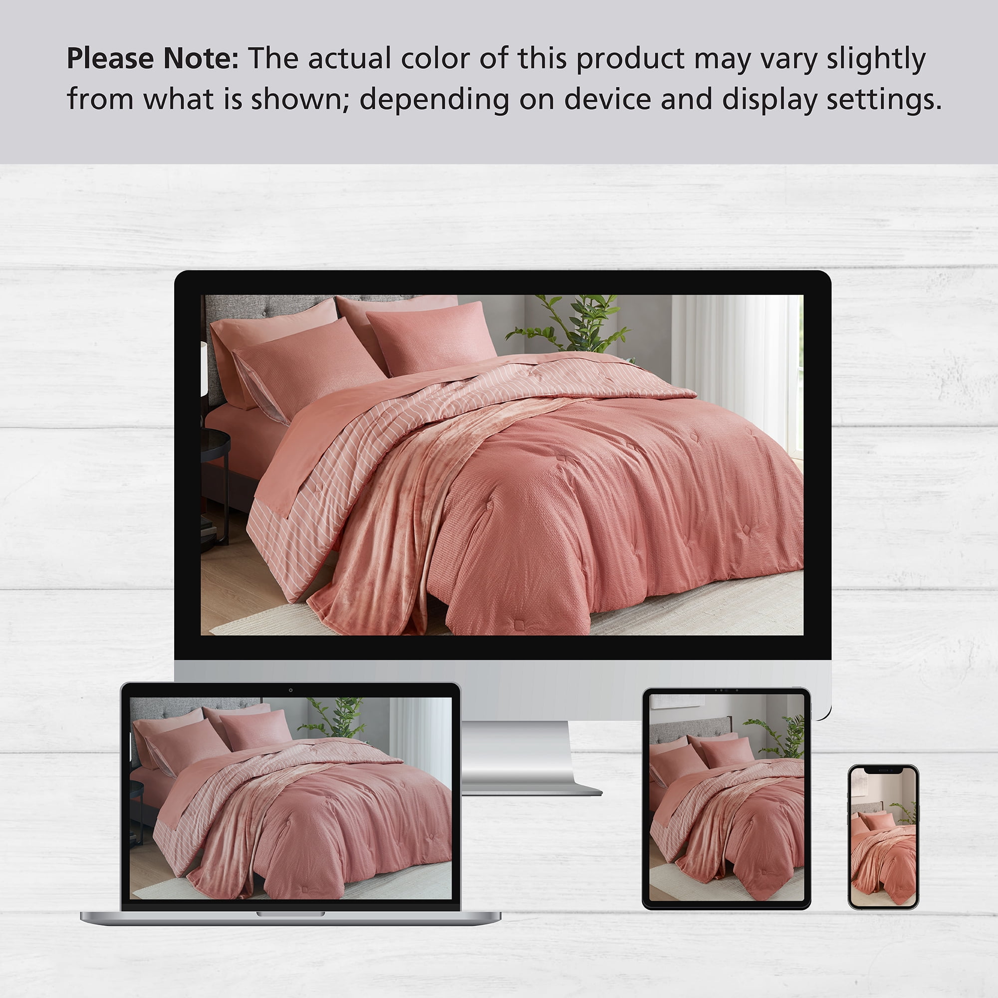 Mainstays 8-Piece Bed in a Bag Comforter Set with Sheets and Blanket, Red Canyon, King