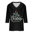 thumbnail image 4 of HOMBOM Womens 3/4 Sleeve Shirts Business Christmas Black Snowflakes Graphic Xmas T Shirts for Ladies V Neck, 4 of 5