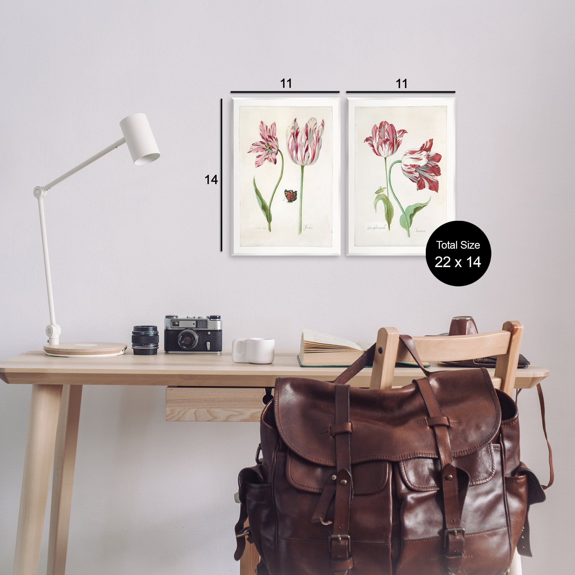Stupell Industries Vintage Tulip & Insect Studies Floral & Botanical Painting Unframed Art Print Wall Art, 11 x 14, Set of 2