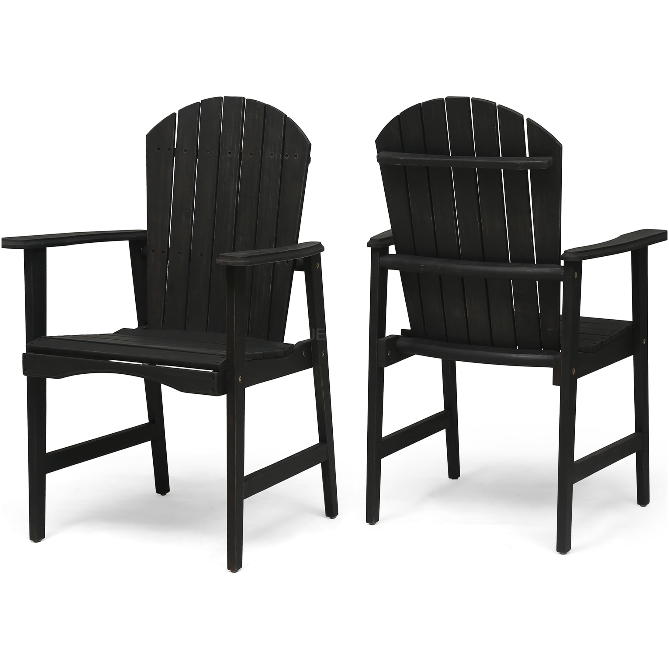 JERFIT 2-Pack Dark Gray Acacia Wood Adirondack Chairs for Outdoor Patio Dining, Weather-Resistant Hardwood Garden Seating Set