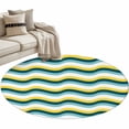 thumbnail image 2 of Bohemian Round Living Room Rugs 4 ft, Summer Abstract Ocean Wave Irregular Colorful Stripes Washable Area Rug with Non-Slip Sturdy Edge Binding Round Carpet for Entryway Kitchen Bedroom Bathroom, 2 of 9