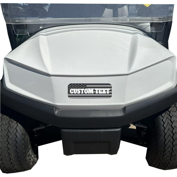 Black & Grey American Flag Club Car Tempo Golf Cart Front Name Plate. Fits Club Car Tempo Carts. Custom Made in The USA!! (Black & Grey Flag w/Custom Text)