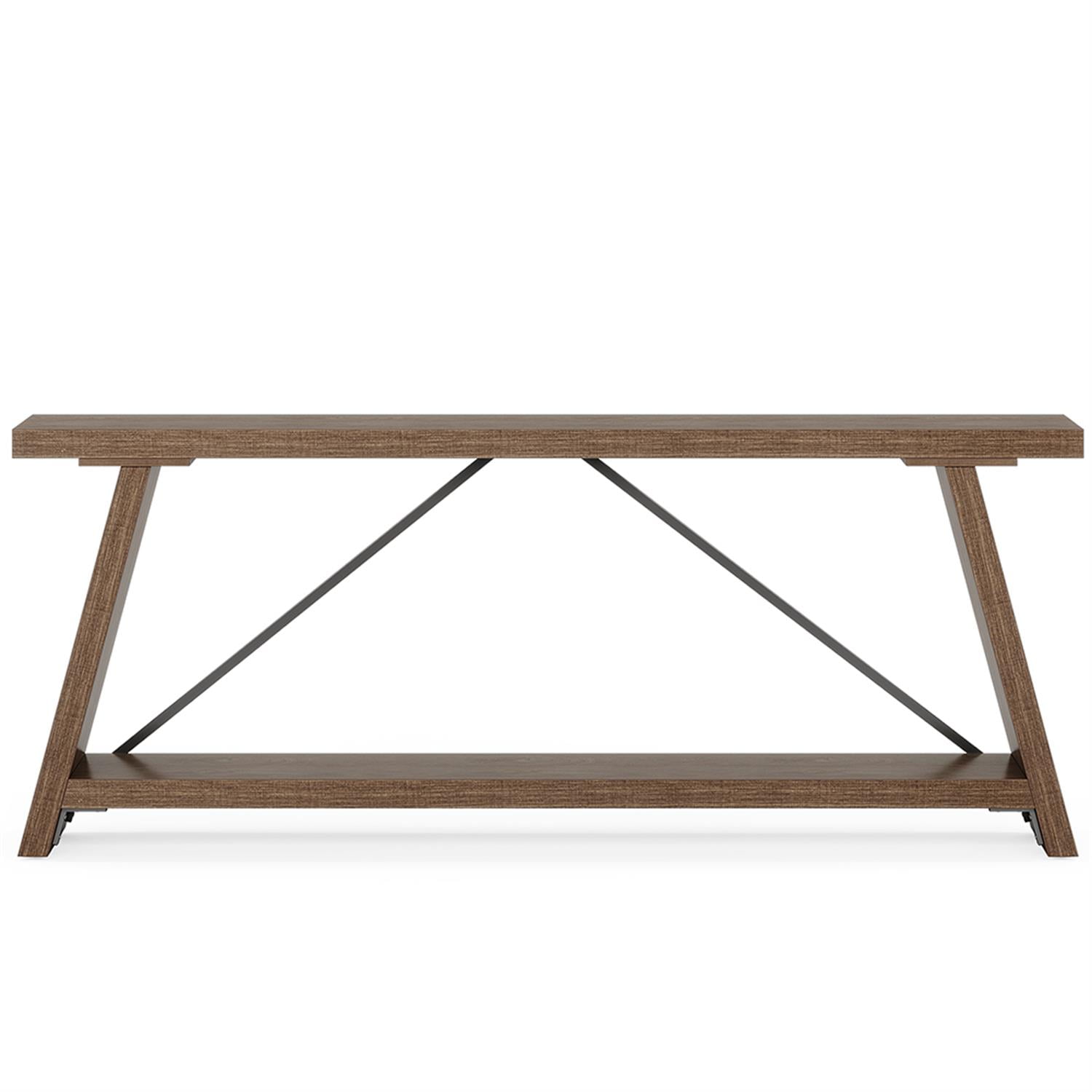 Demi Bonn 70.9" Console Table, Rustic Vintage Narrow Sofa Table for Entryway, Living Room, Hallway, Walnut