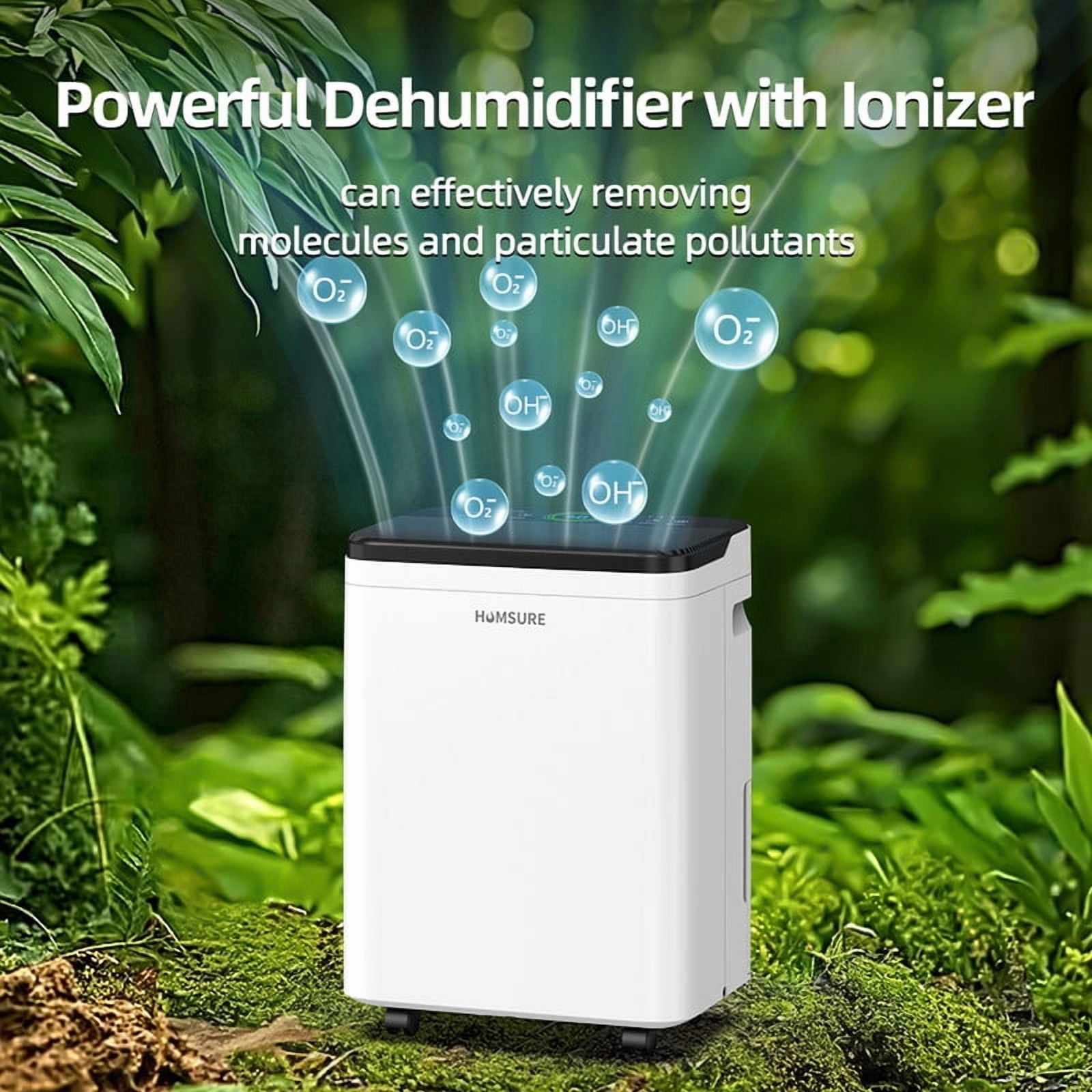 4,500 sq. ft. White Dehumidifiers for Home with Drain Hose and Bucket,Auto Defrost,Low Noise,Ion-Air Purifying,53 Pints