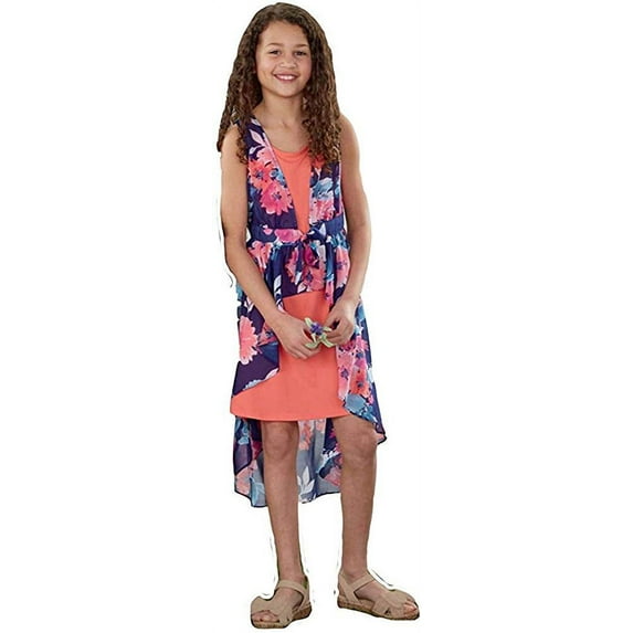 Paper Doll Big Kid Girls Bubble Crepe Princess Look Sleeveless Dress