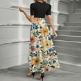 thumbnail image 4 of UoCefik Dresses For Women Summer Floral Flowy Maxi Dress Wrap Short Sleeve Ruffle Hem Party Elegant Wedding Guest Dresses Orange XXL, 4 of 4