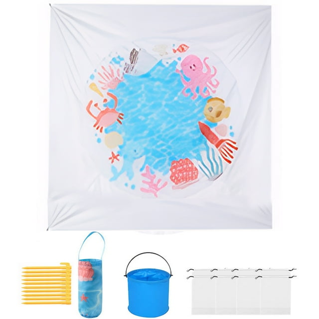 Langgg Polyester Baby Paddling Pool Beach Toys Fun In Sun Guaranteed Bucket And Ground Nails Foldable square 2m*2m