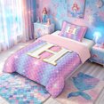 thumbnail image 2 of meiyoeat Mermaid Letter Twin Comforter Sets for Girls, Glitter Scale Print Bedding Set for Bedroom, Iridescent, Pink Reversible, 2 Pieces, 1 Comforter and 1 Pillowcase, 2 of 6