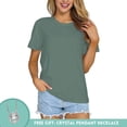 thumbnail image 5 of Women's Heavyweight 100% Cotton 12-Color Drop Shoulder Crew Neck T-Shirt, 5 of 13