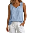 thumbnail image 2 of IUYRTFE Women V Neck Sleeveless Tank Top Loose Fit Casual Summer Blouse, 2 of 5