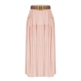 thumbnail image 2 of THDHVS Women's Skirts,Solid Color Linen Like High Waist A Line Ankle Length Skirt with Pocket Belt Casual Elegant Style,Summer Skirts for Women Pink S, 2 of 7