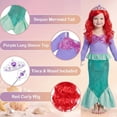 thumbnail image 5 of Jurebecia Little Girl Mermaid Princess Costume Sequins Dress up Long Sleeves Role-Playing Red 3-4 Years, 5 of 14