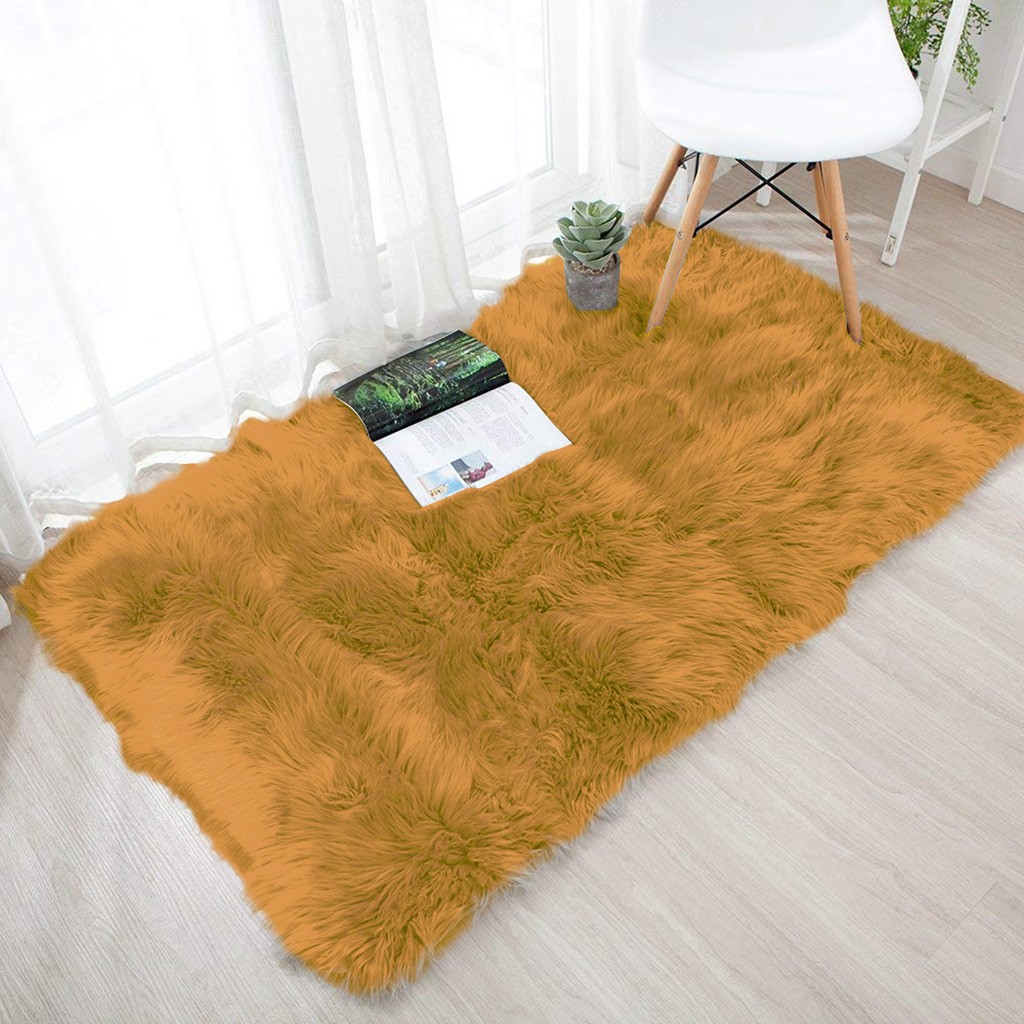 Siaonvr Wool Imitation Sheepskin Rugs Faux Non Slip Bedroom Shaggy