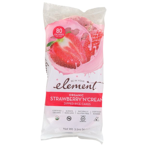 Element Organic Strawberry 'N' Cream Dipped Rice Cakes, 3.5 Oz