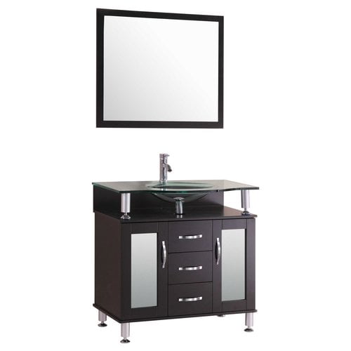 LessCare 30'' Single Glass Top Vanity Set with Mirror