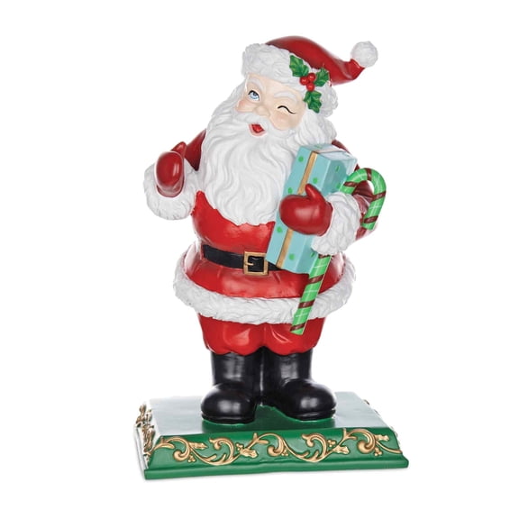 Melrose 11” Jolly Santa with Present Tabletop Christmas Figurine
