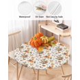 thumbnail image 3 of Fitted Round Tablecloths Table Covers 36-44in,Fall Thanksgiving Fox Squirrel Animal Waterproof Elastic Edged Table Cloth for Kitchen Dining Holiday Party Tables Decor,Seamless Maple Leaves on White, 3 of 6