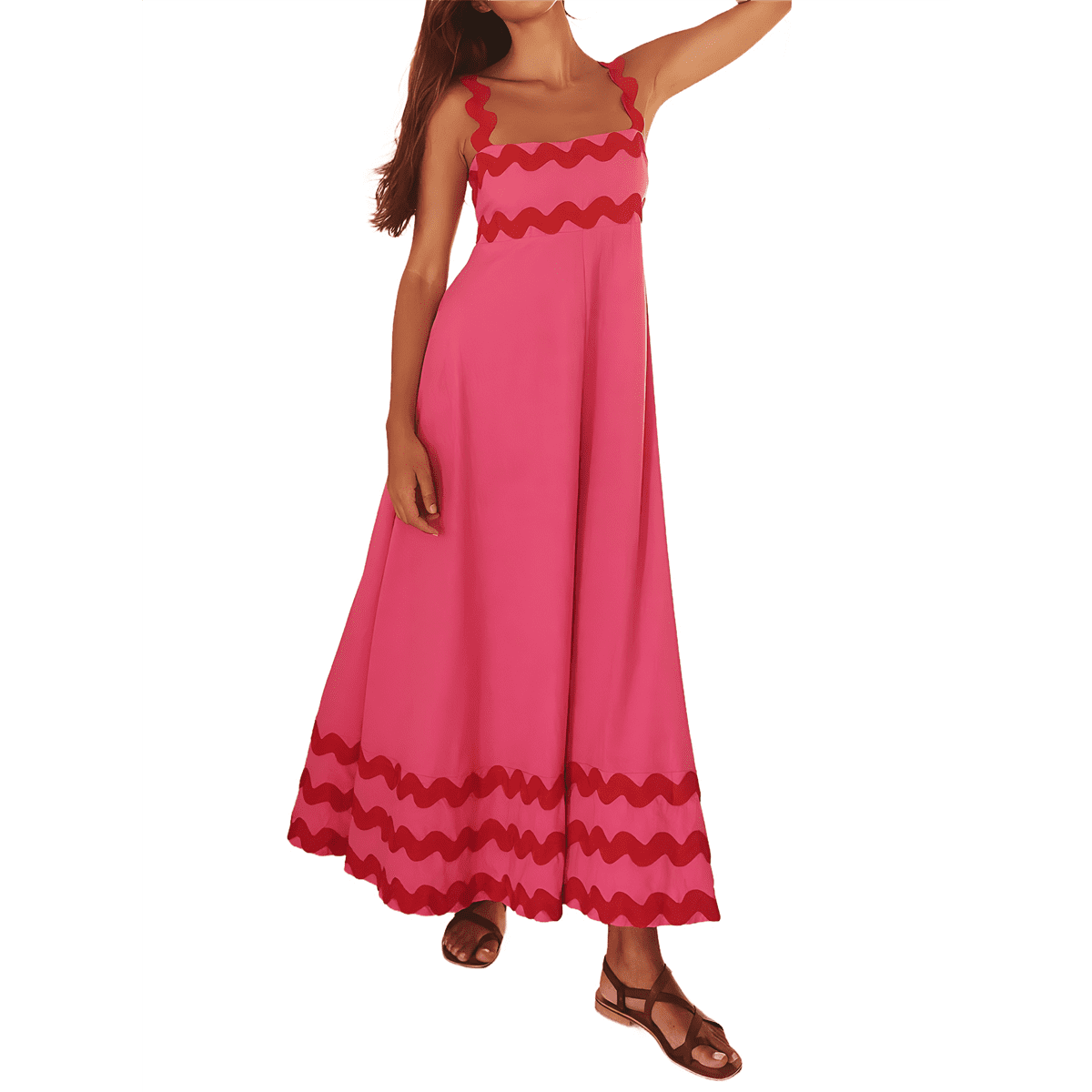 Women's Boho Floral Maxi Dress - V Neck, Adjustable Spaghetti Straps, Pockets, Rayon, Black Jumpsuit Style