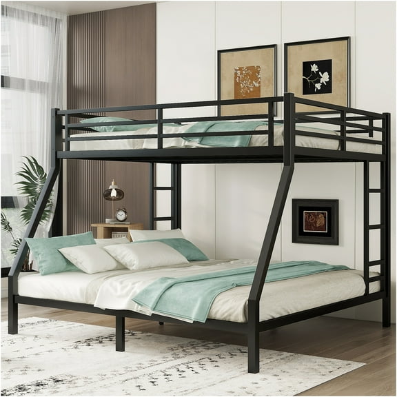 JERFIT Queen over King Bunk Bed for Teens and Adults Space-Saving Noise Reduced No Box Spring